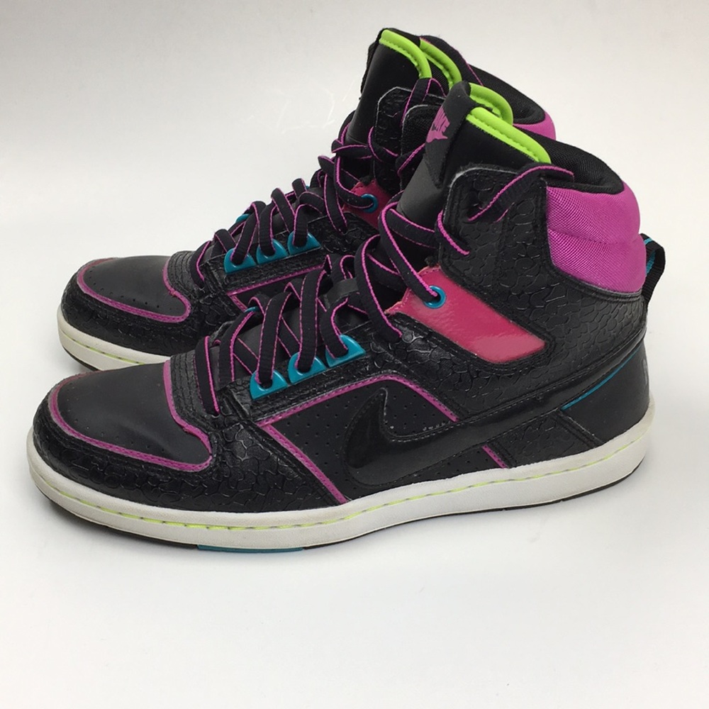 Nike Dunk High Top Black And Pink Faux Snakeskin